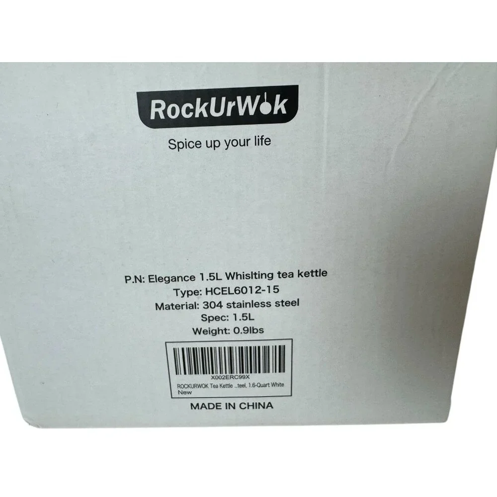 RockUrWok 1.5L Whistling Tea Kettle‎ White Stainless Steel Stovetop Kettle New